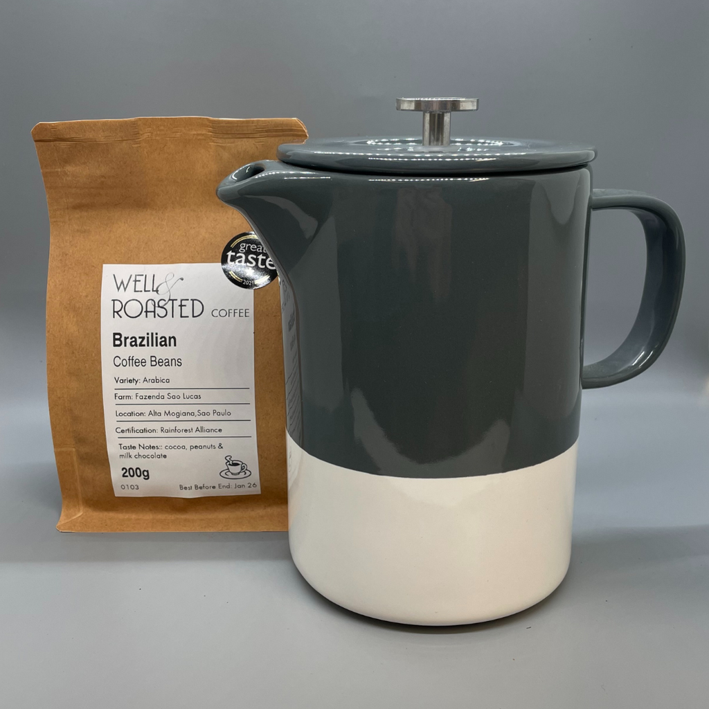 La Cafetiere Ceramic French Press gift set with a bag of speciality coffee - Well Roasted Coffee