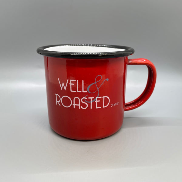 Well Roasted Coffee Red Enamel Coffee Cup